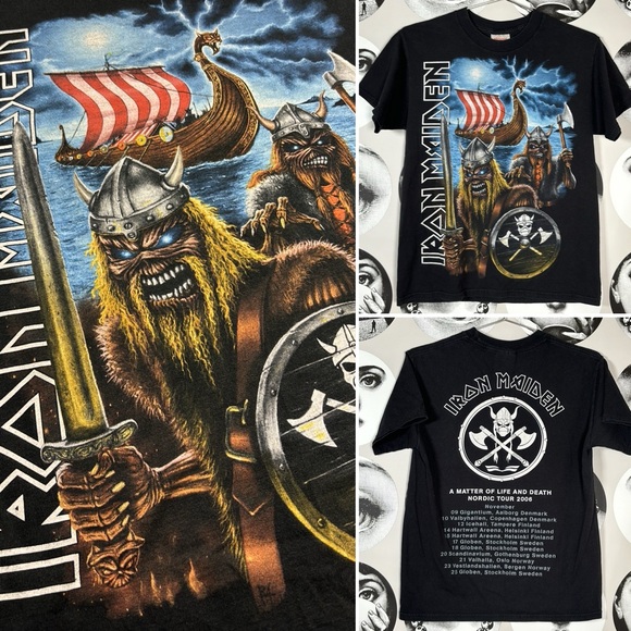 Iron Maiden 2006 Black A Matter Of Life & Death Nordic Tour Tee, Sz Youth L